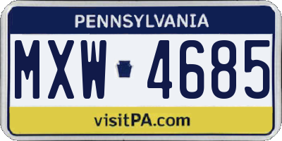 PA license plate MXW4685