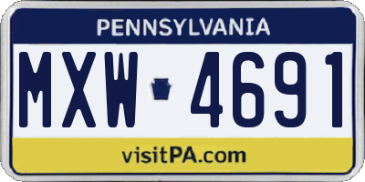 PA license plate MXW4691