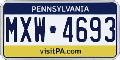 PA license plate MXW4693