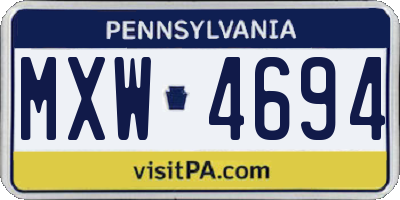 PA license plate MXW4694