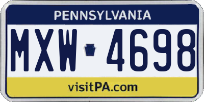 PA license plate MXW4698