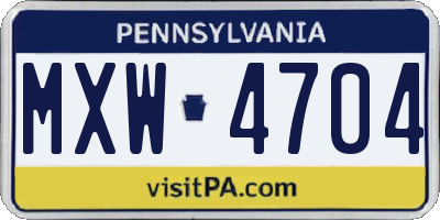 PA license plate MXW4704