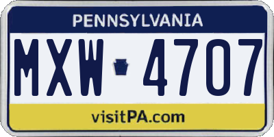 PA license plate MXW4707