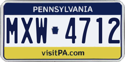 PA license plate MXW4712