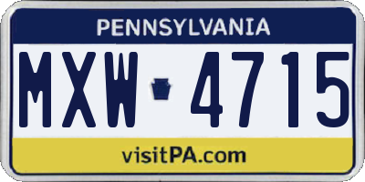 PA license plate MXW4715