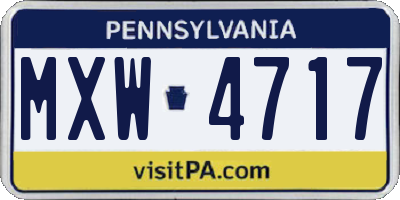 PA license plate MXW4717
