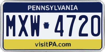 PA license plate MXW4720