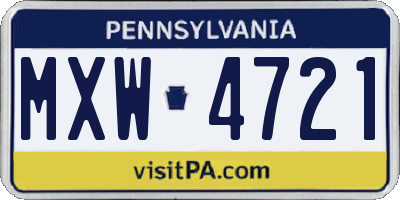 PA license plate MXW4721