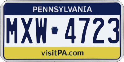 PA license plate MXW4723