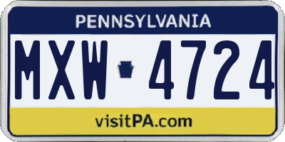 PA license plate MXW4724