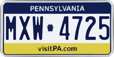 PA license plate MXW4725