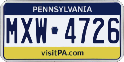 PA license plate MXW4726