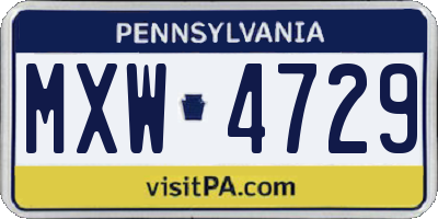 PA license plate MXW4729