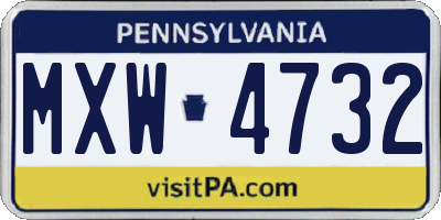 PA license plate MXW4732