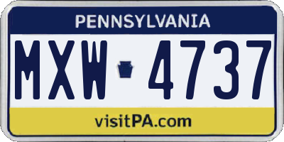 PA license plate MXW4737