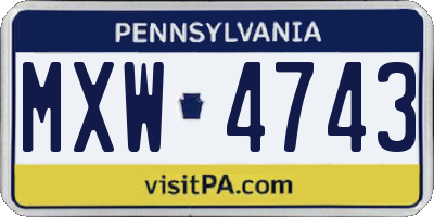 PA license plate MXW4743