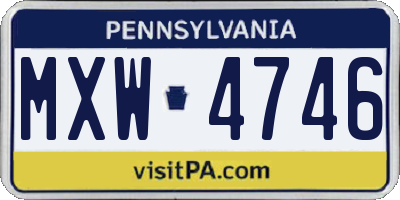 PA license plate MXW4746