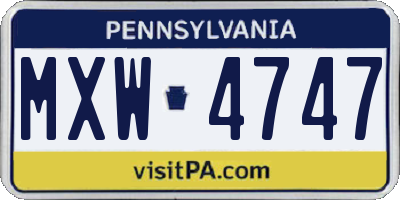PA license plate MXW4747