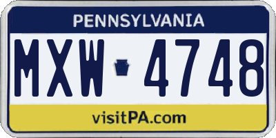 PA license plate MXW4748