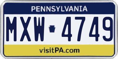 PA license plate MXW4749