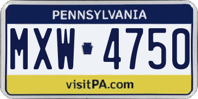 PA license plate MXW4750