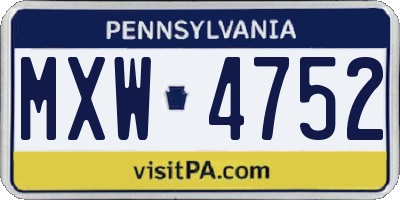 PA license plate MXW4752