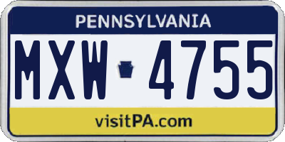 PA license plate MXW4755