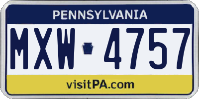PA license plate MXW4757