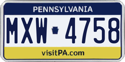 PA license plate MXW4758