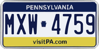 PA license plate MXW4759