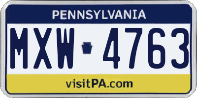 PA license plate MXW4763