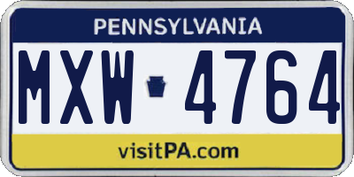 PA license plate MXW4764