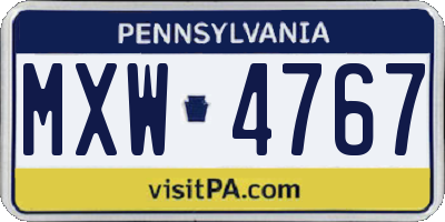 PA license plate MXW4767