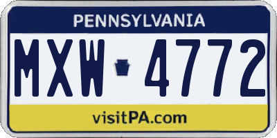 PA license plate MXW4772