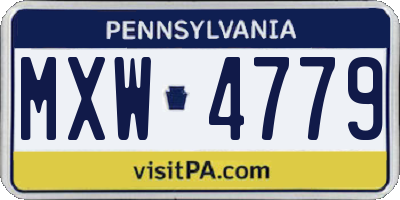 PA license plate MXW4779