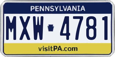 PA license plate MXW4781