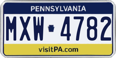 PA license plate MXW4782