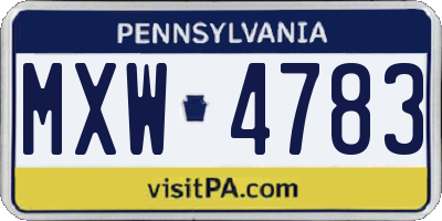 PA license plate MXW4783