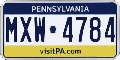PA license plate MXW4784