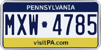 PA license plate MXW4785