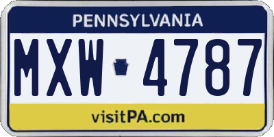 PA license plate MXW4787