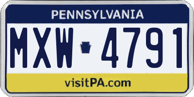 PA license plate MXW4791