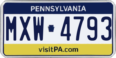 PA license plate MXW4793