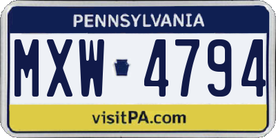 PA license plate MXW4794