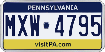 PA license plate MXW4795