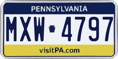 PA license plate MXW4797