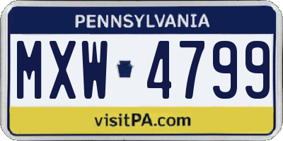 PA license plate MXW4799