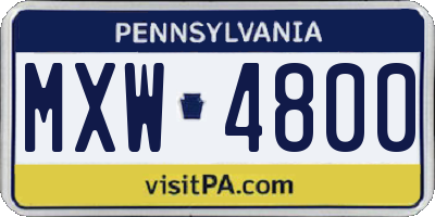 PA license plate MXW4800