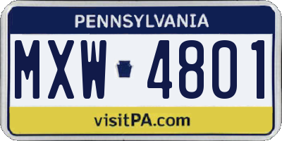 PA license plate MXW4801