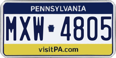 PA license plate MXW4805
